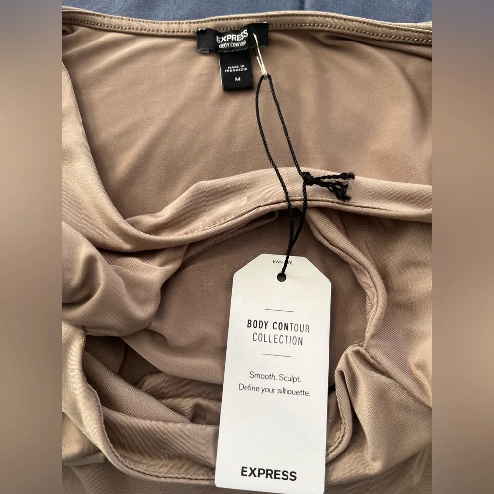 NWT Express Peek-a-Boo Body Contour Tank Bodysuit - Tan - Sz Medium - Picture 5 of 10